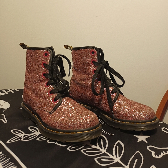 Martens Chunky Glitter Red Farrah Boots
